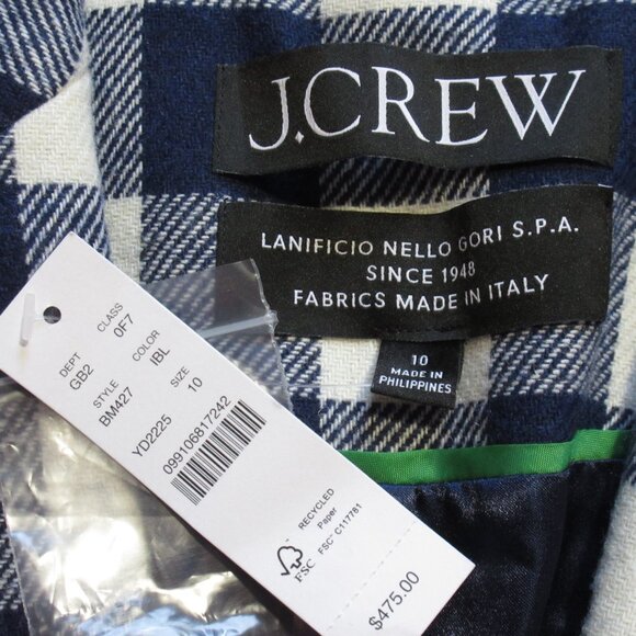 NWT J.Crew Alfie Topcoat in Ivory Blue Buffalo Check Italian Wool Coat 10 - Picture 3 of 11